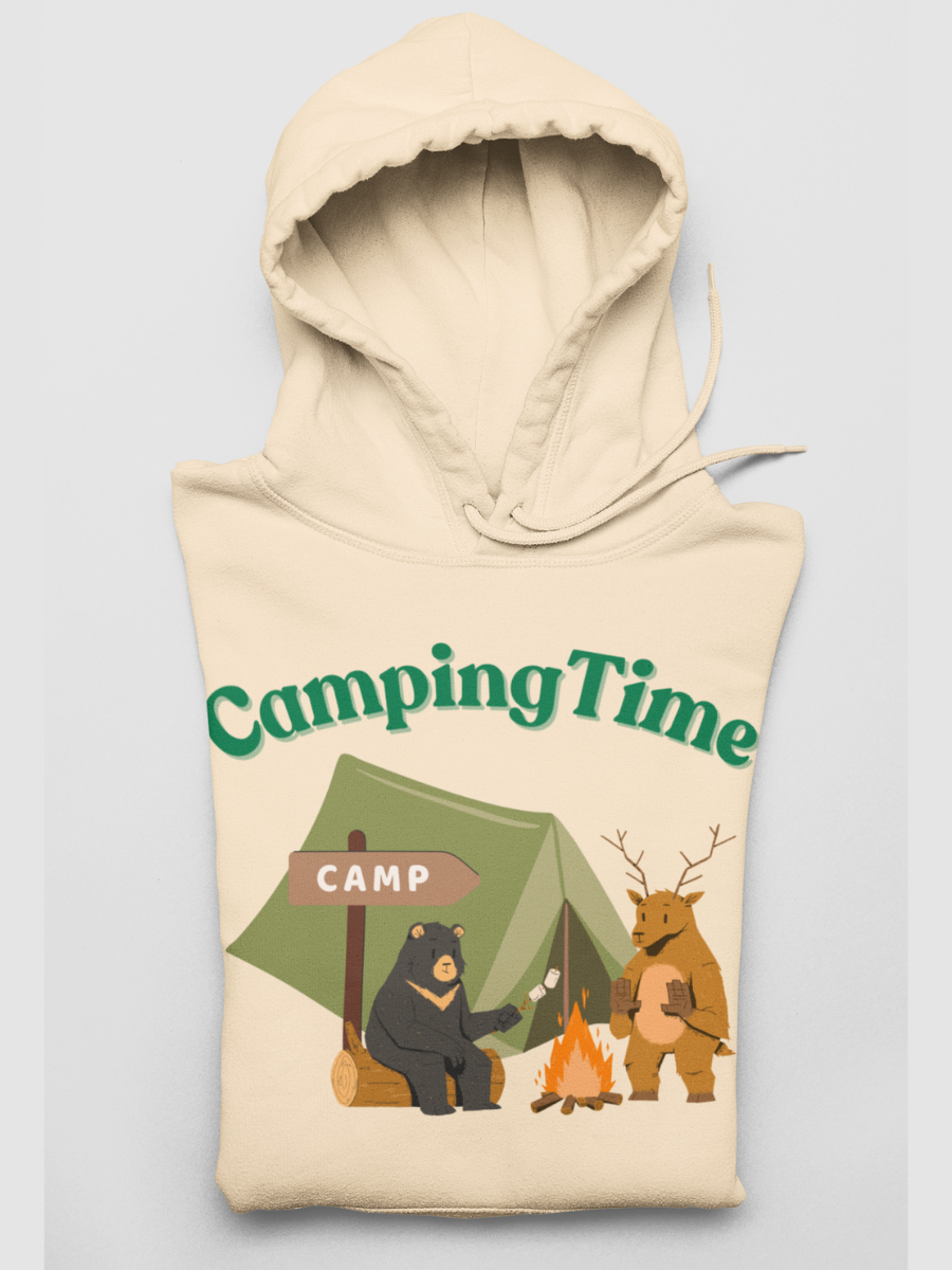 Camping Time Friends Graphic Pure Cotton Hoodie