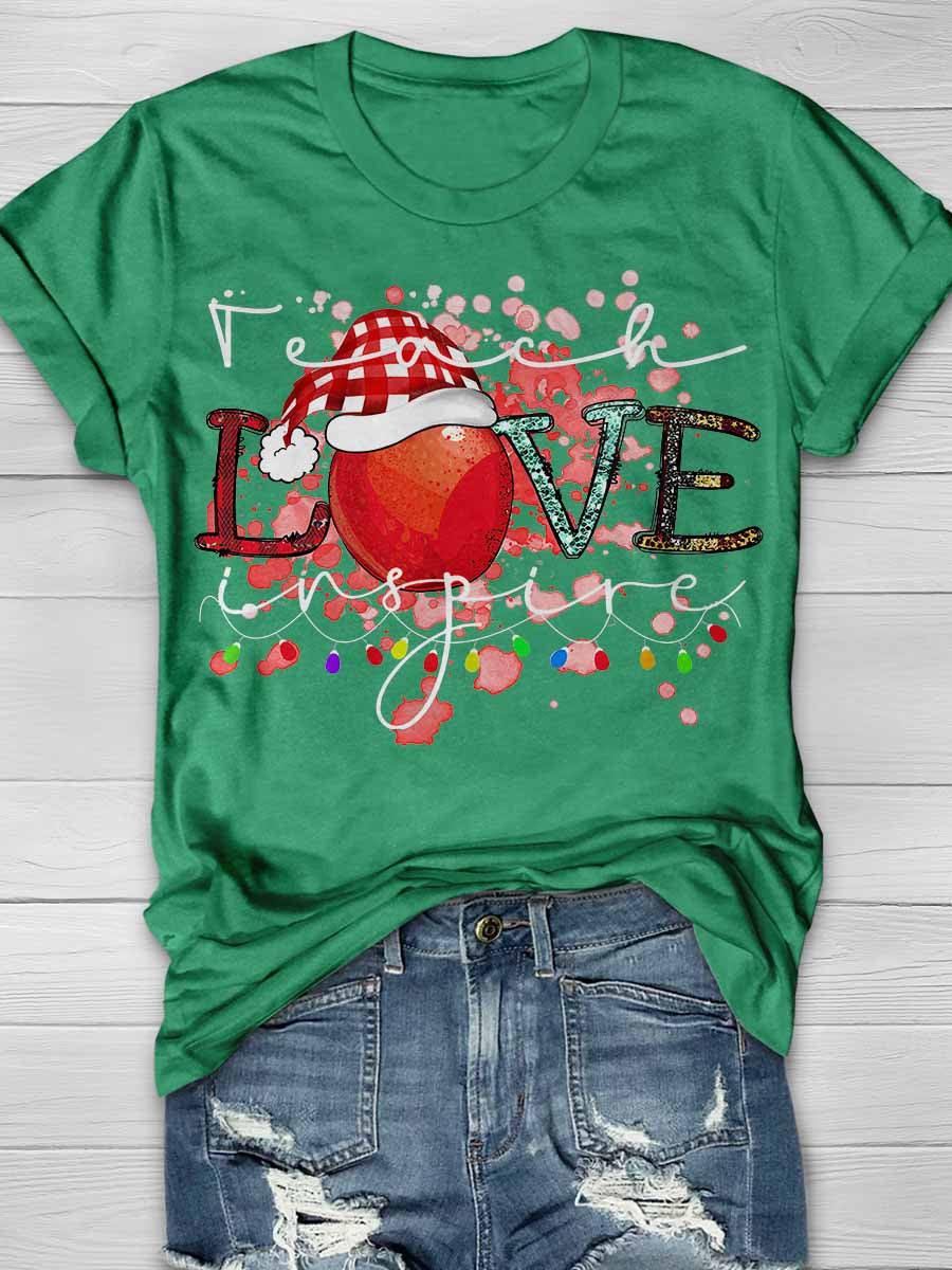 Teach Love Inspire Teacher Life Print Graphic T-shirts