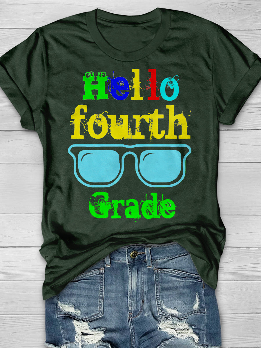 Hello Fourth Grade Print Graphic T-shirts