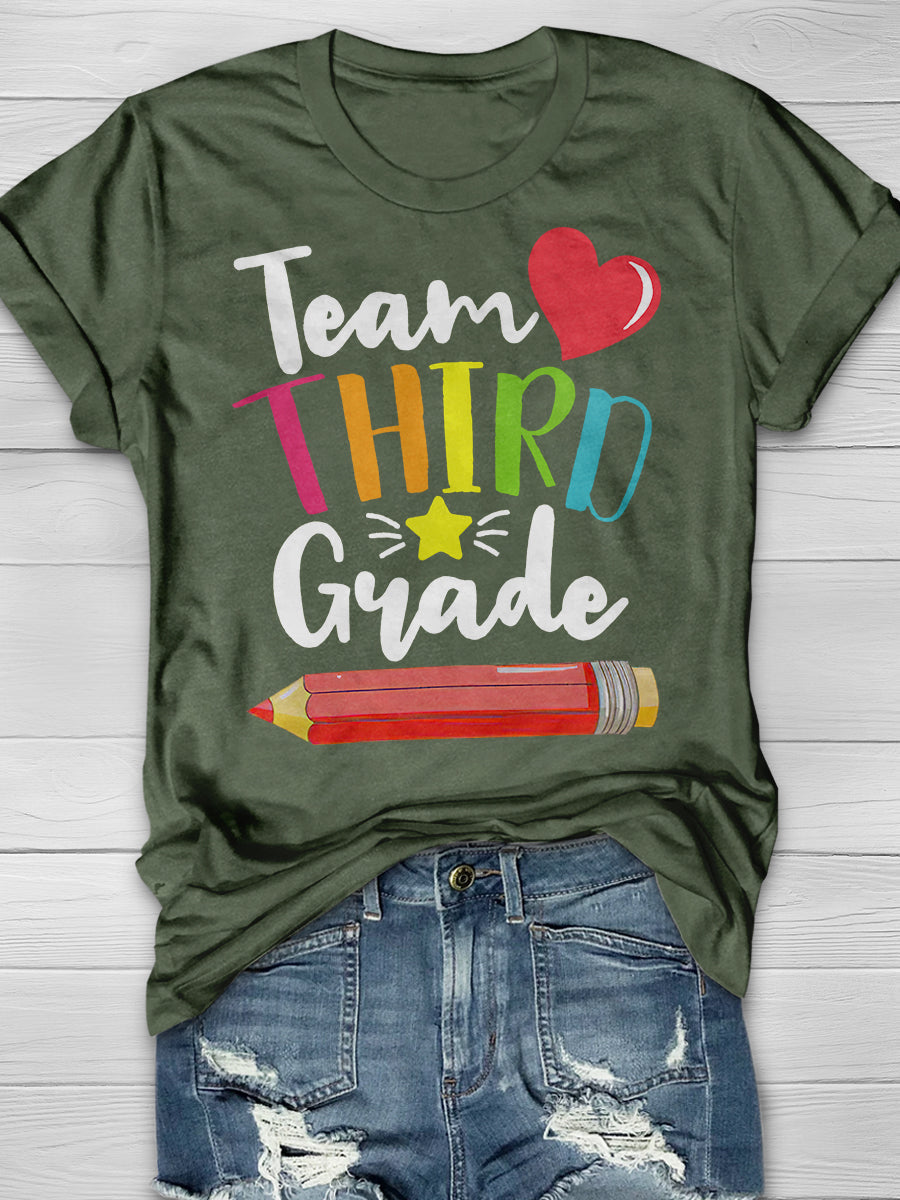 Team Third Grade Print Graphic T-shirts