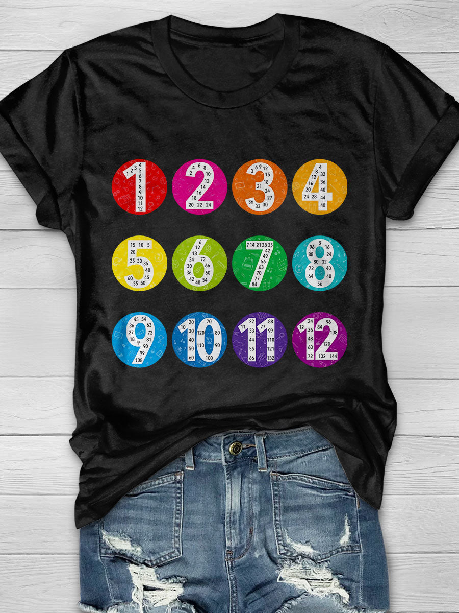 Math Digital Print Short Sleeve T-shirt