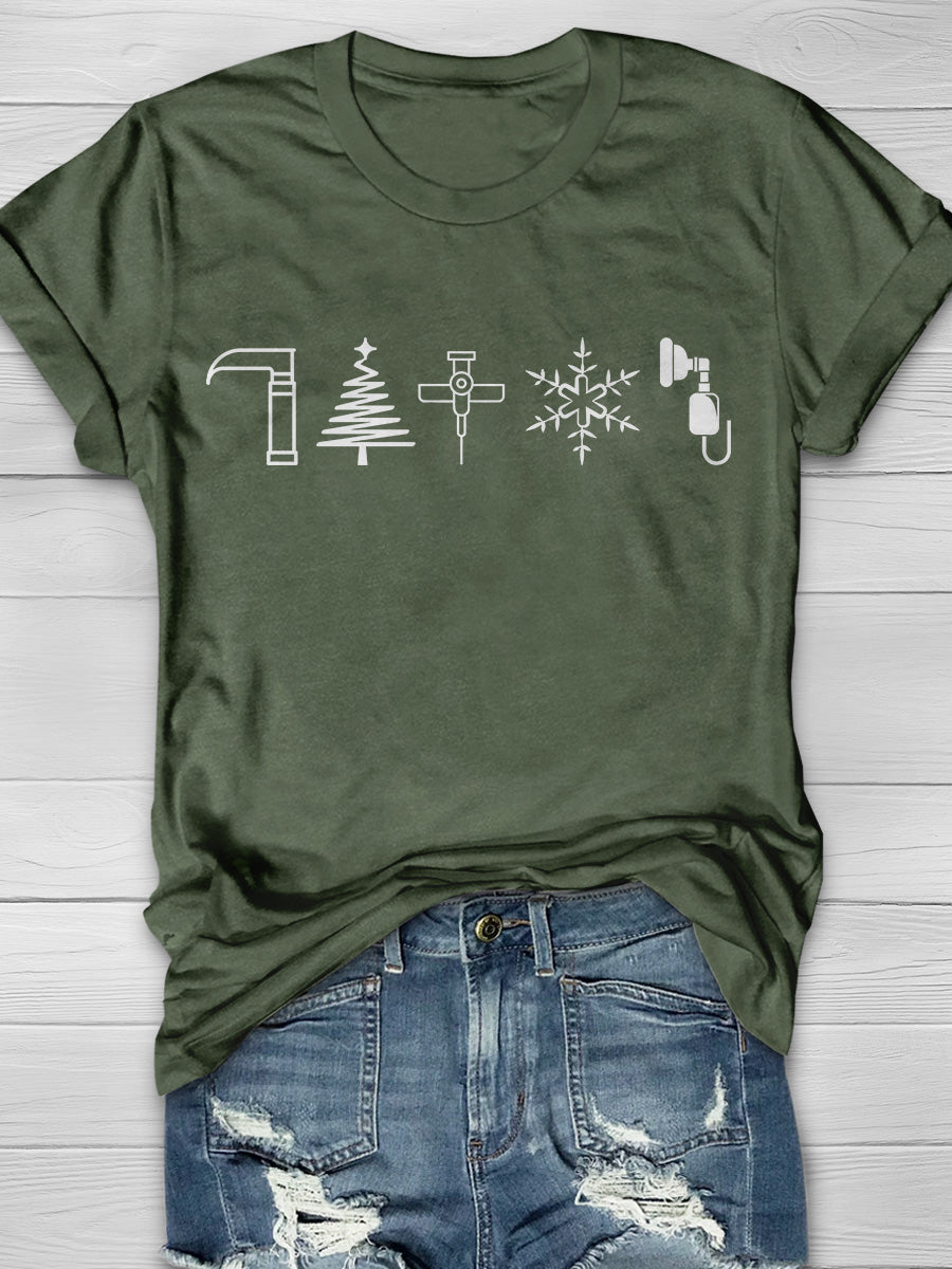 Christmas Print Short Sleeve T-shirt
