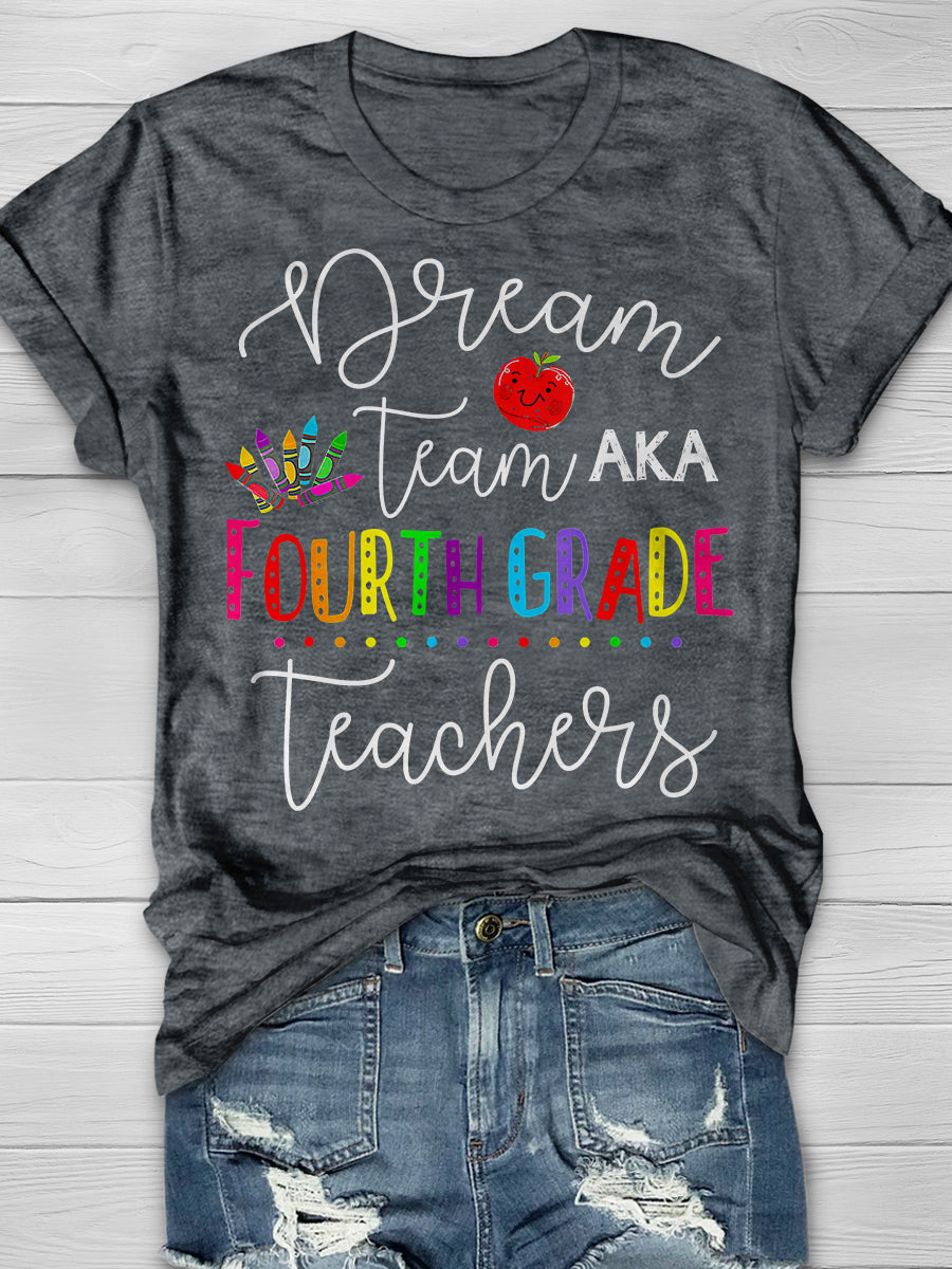 Dream Team Fourth Grade Print Graphic T-shirts