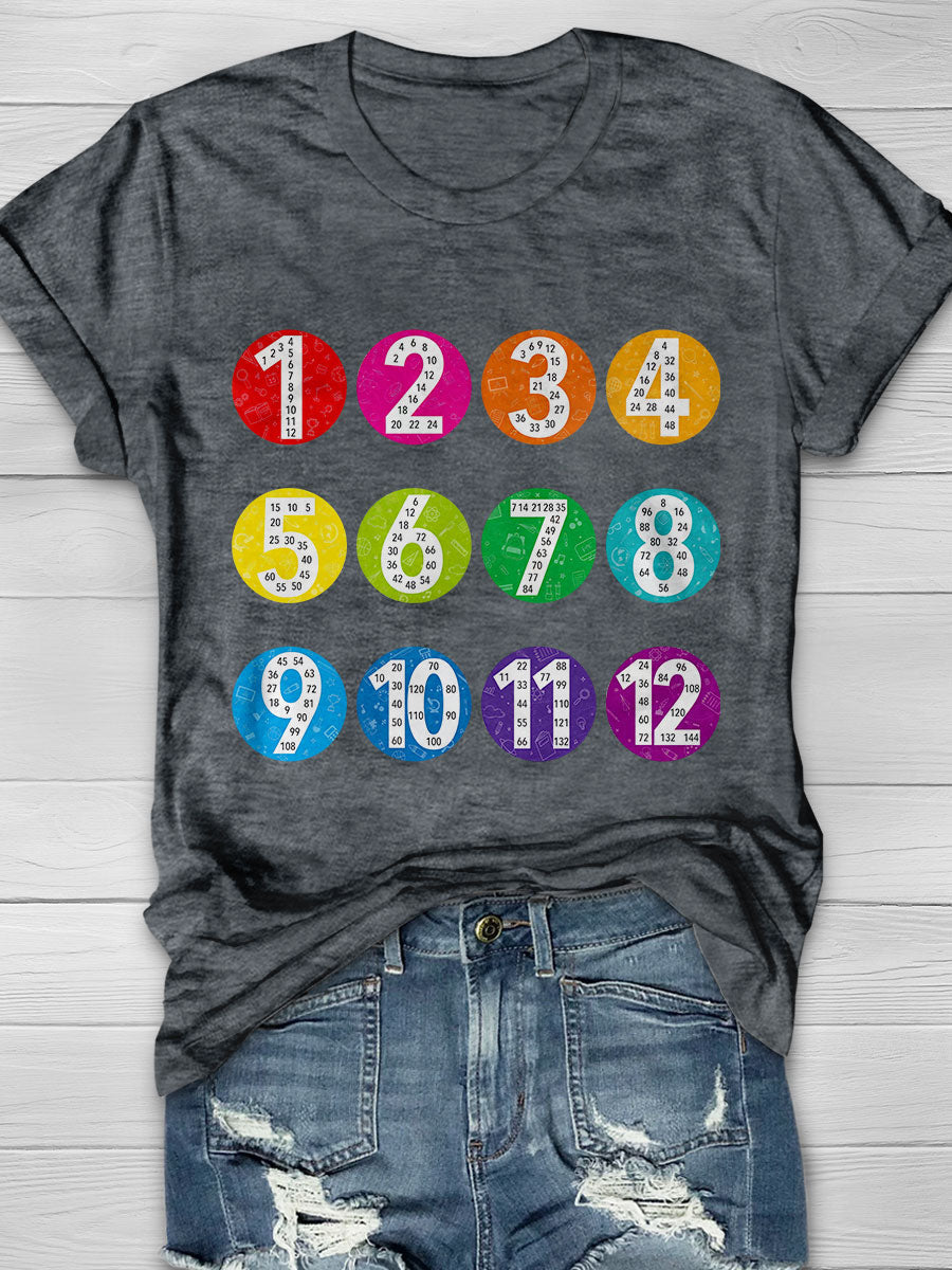 Math Digital Print Short Sleeve T-shirt