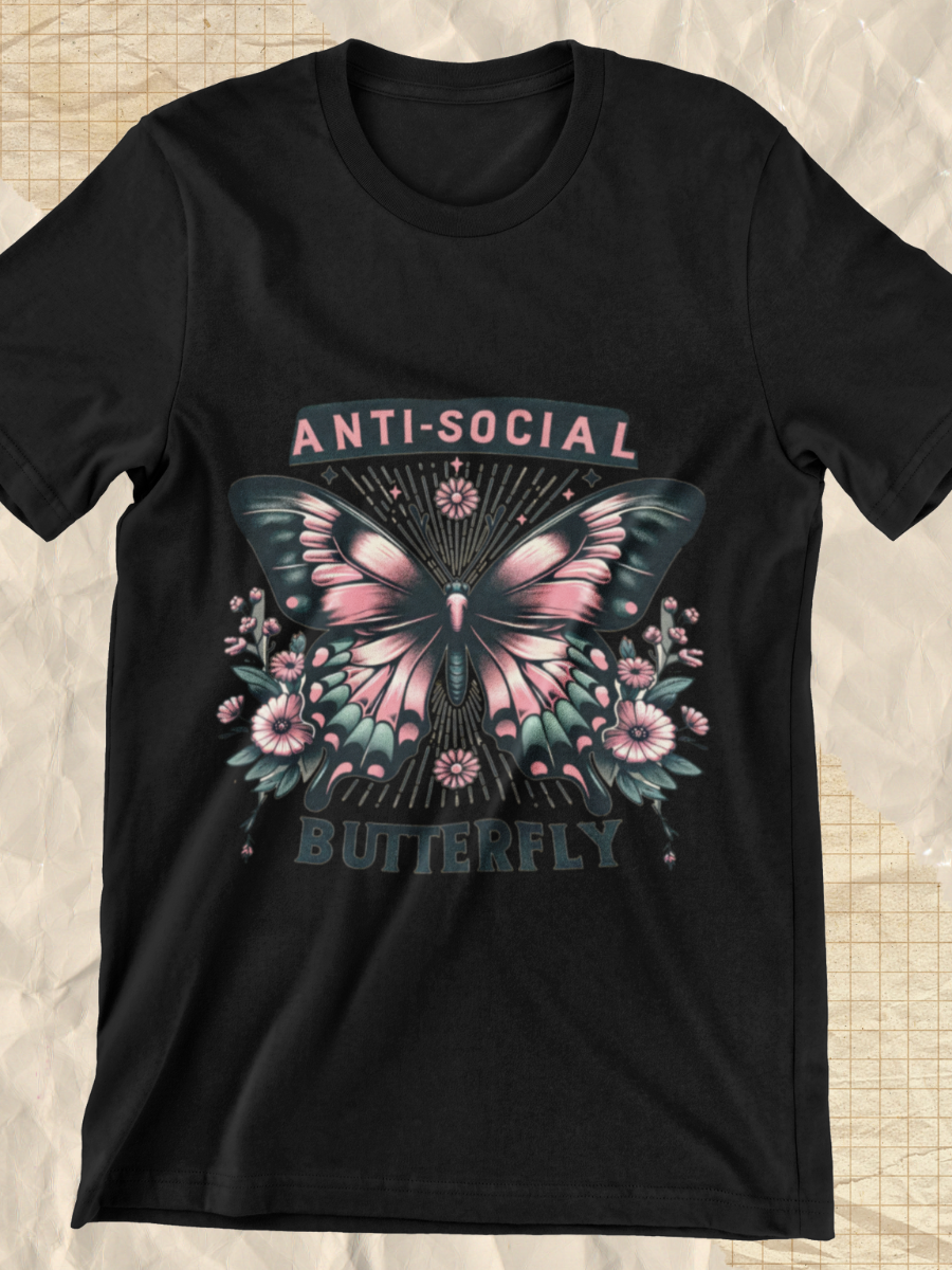 Anti-Social Butterfly Graphic T-shirt