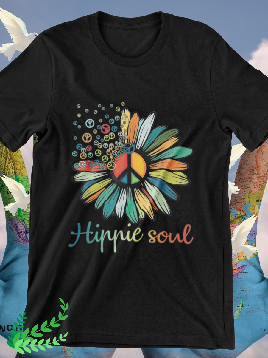 Hippie Soul Peace Sign Sunflower Graphic T-shirts