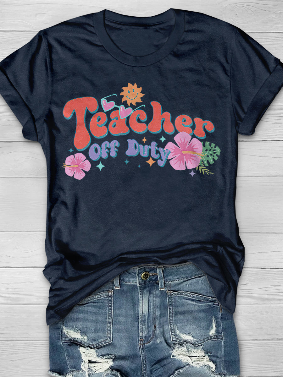 Retro Teacher Off Duty Print Graphic T-shirts
