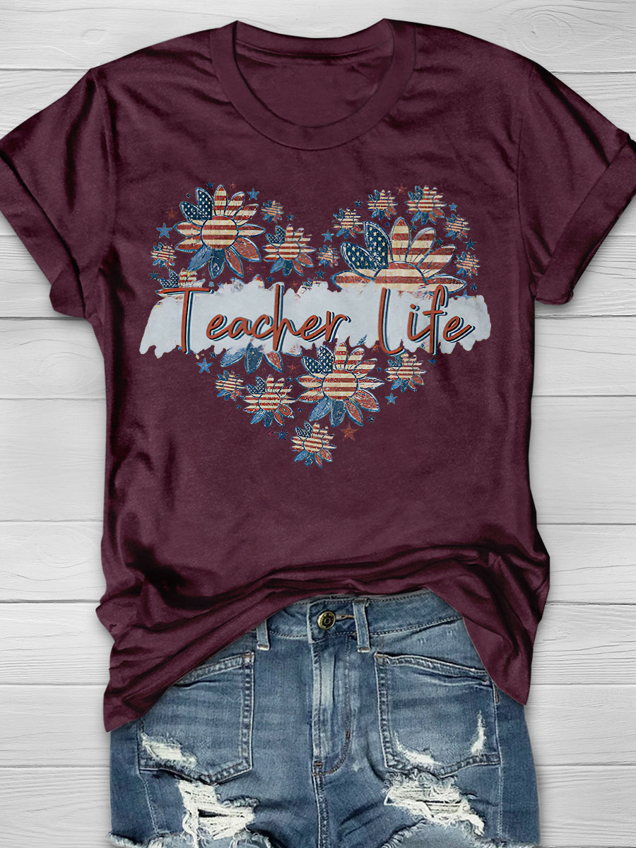 Teacher Life Print Graphic T-shirts