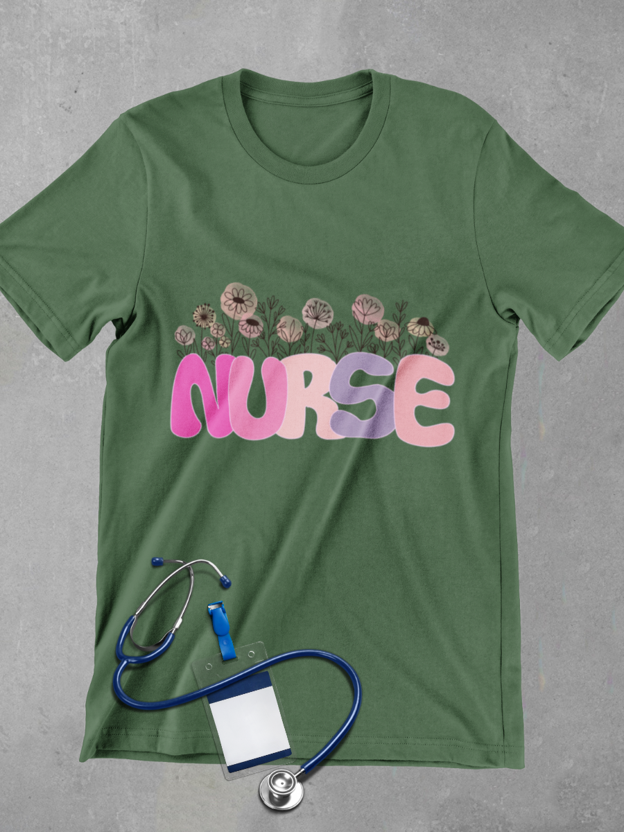 Wild Flower Nurse Graphic T-shirt
