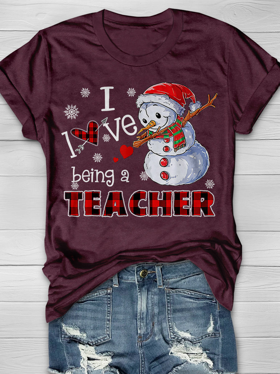 I Love Being A Teacher Print Graphic T-shirts