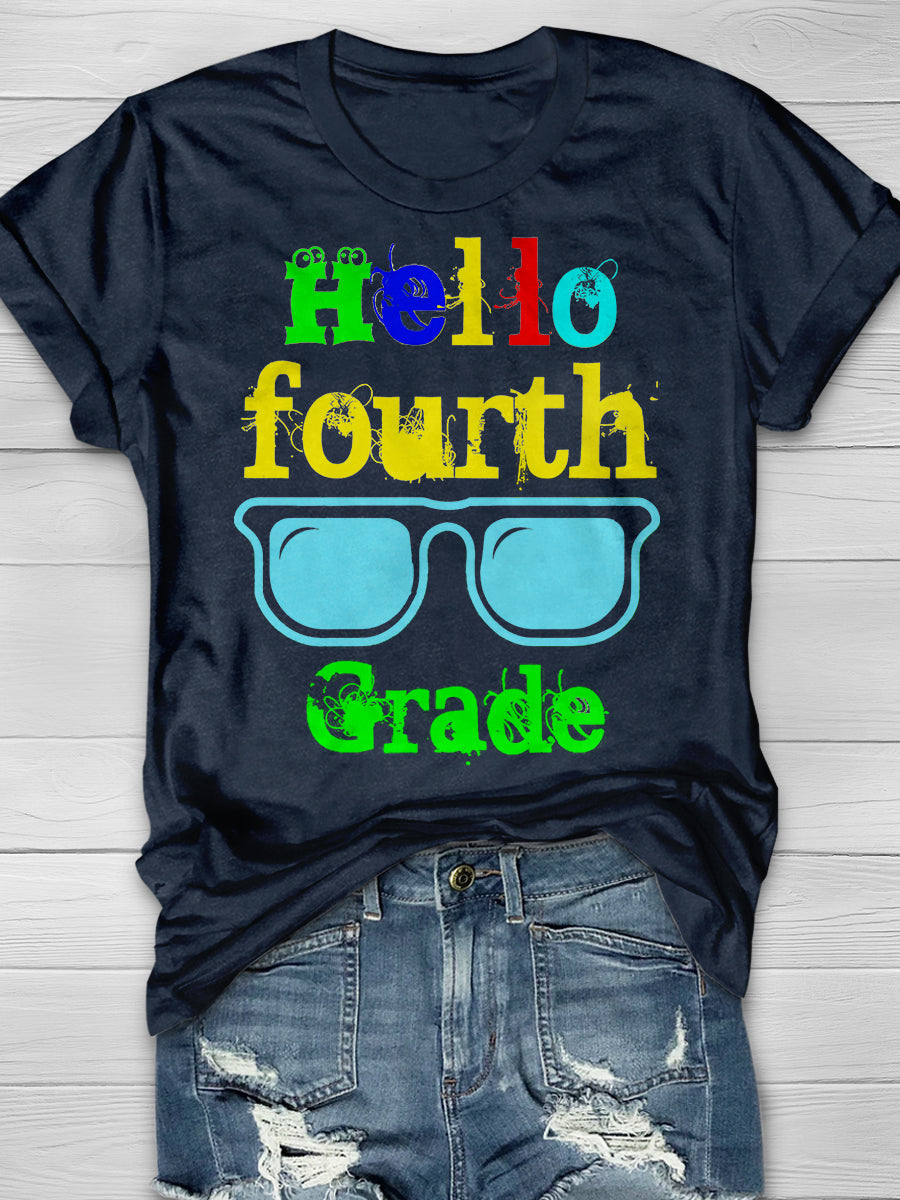 Hello Fourth Grade Print Graphic T-shirts