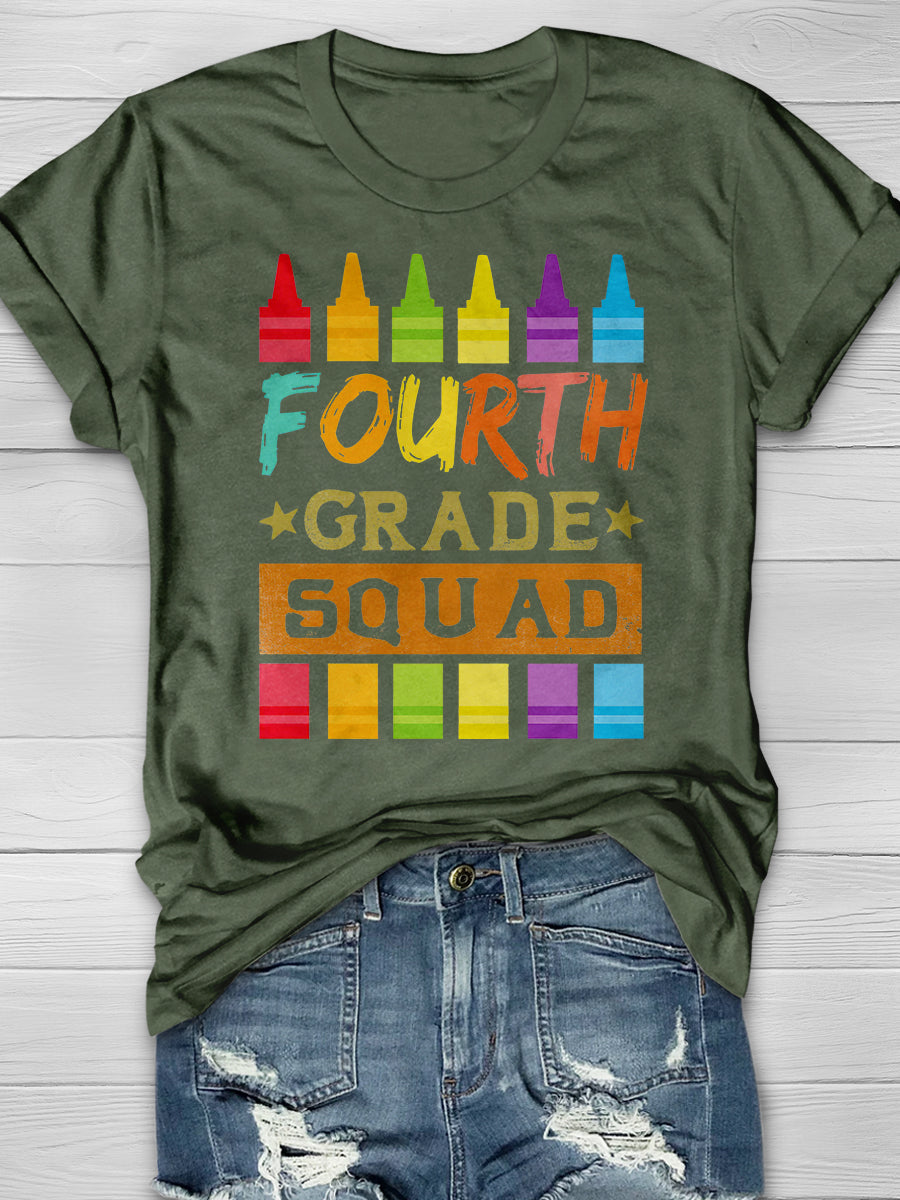Fourth Grade Squad Print Graphic T-shirts