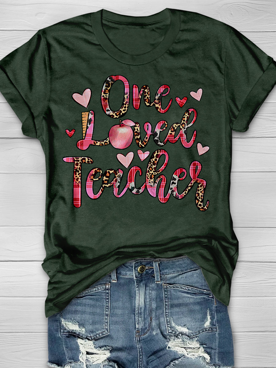 One Loved Teacher Print Graphic T-shirts