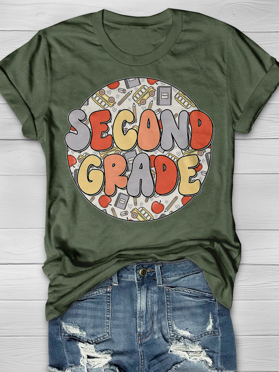 Groovy Second Grade Print Graphic T-shirts