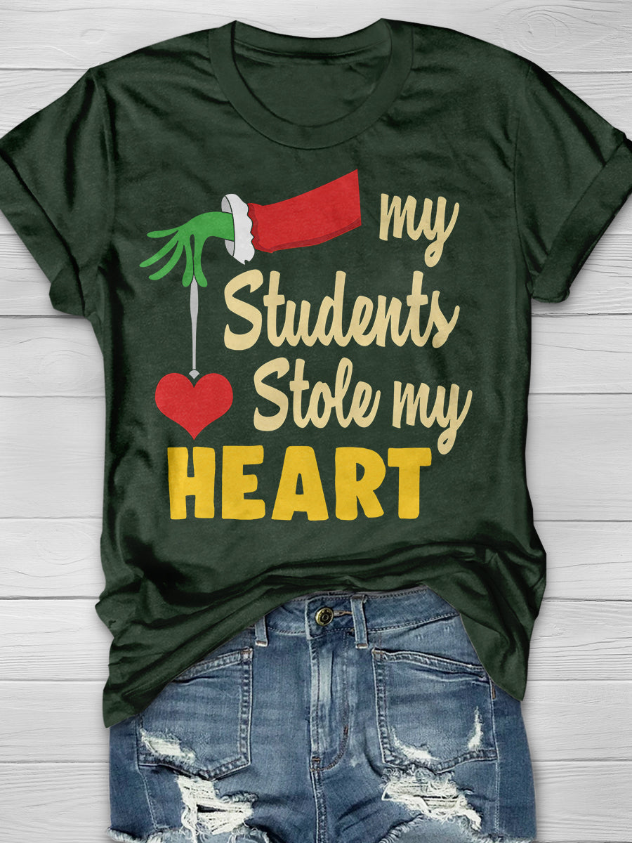 My Students Stole My Heart Print Graphic T-shirts