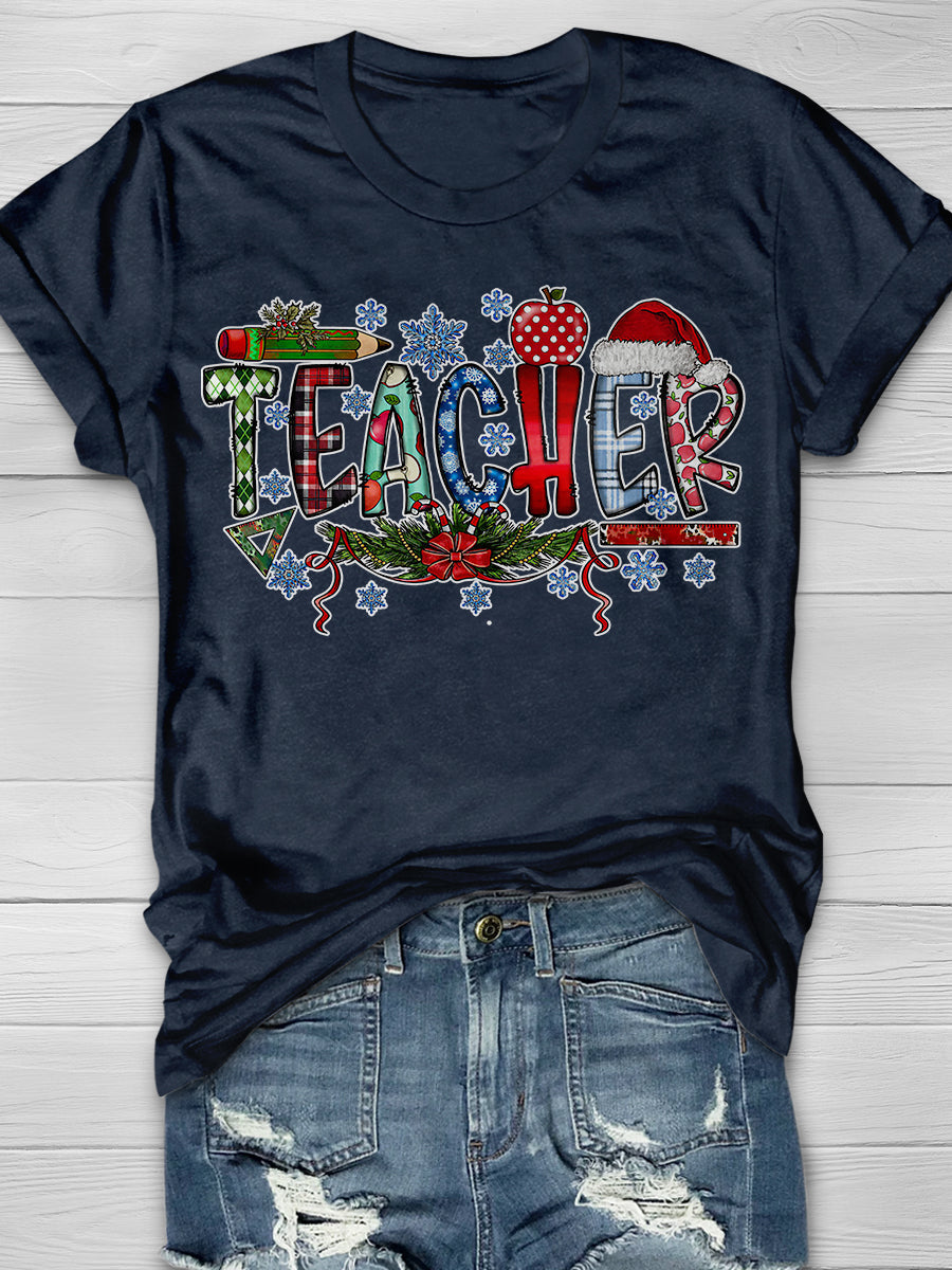 Teacher Christmas Print Graphic T-shirts