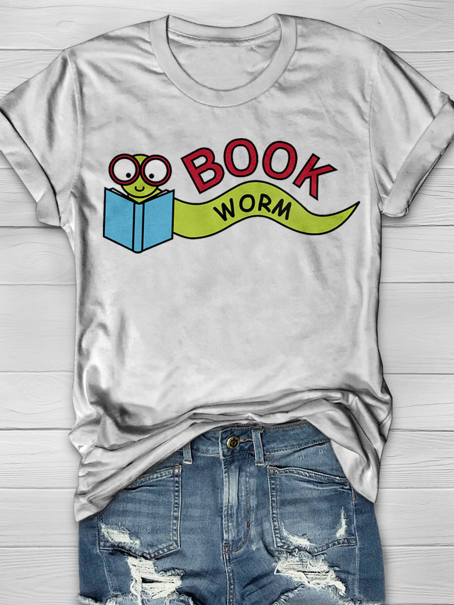 Worm Book Print Graphic T-shirts