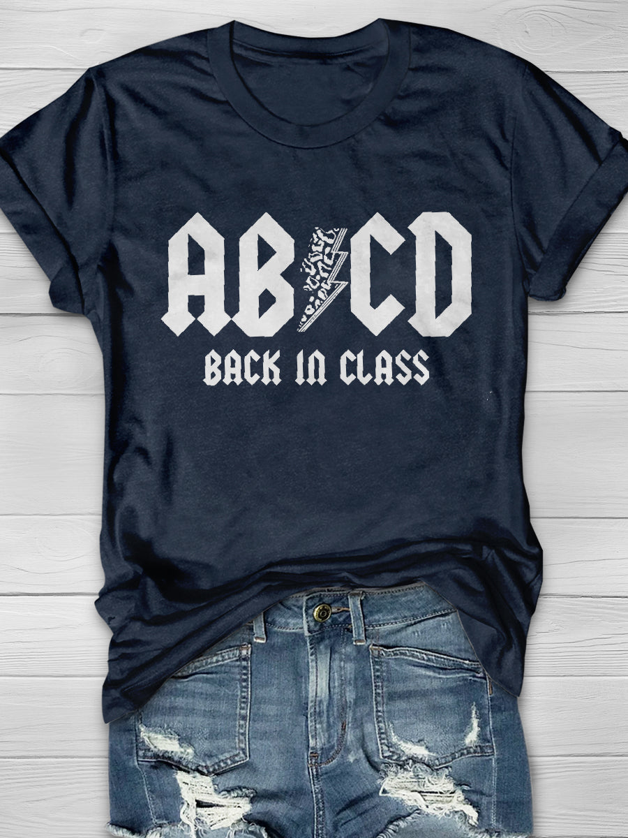 ABCD Back In Class Rock And Roll Music Teacher Print Graphic T-shirts
