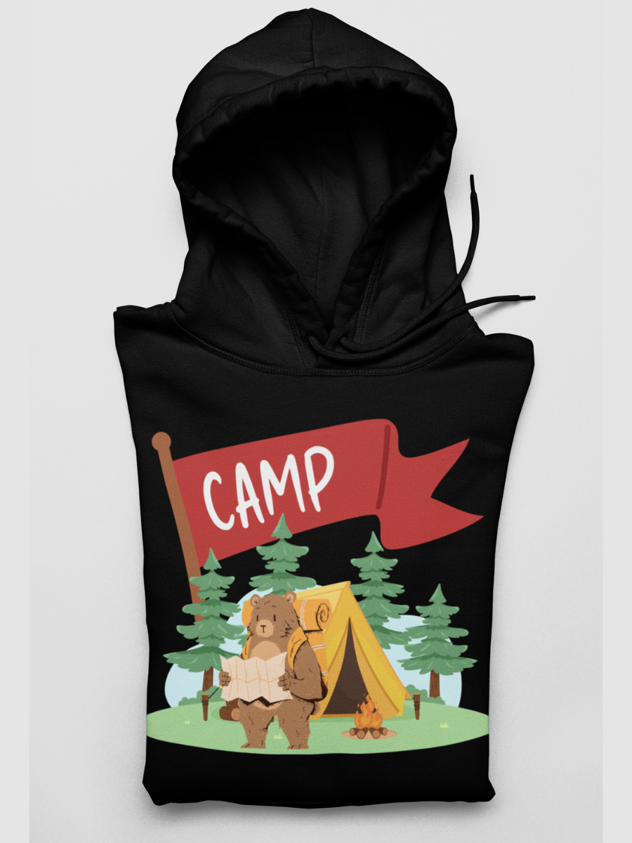 Camping Bear Graphic Pure Cotton Hoodie