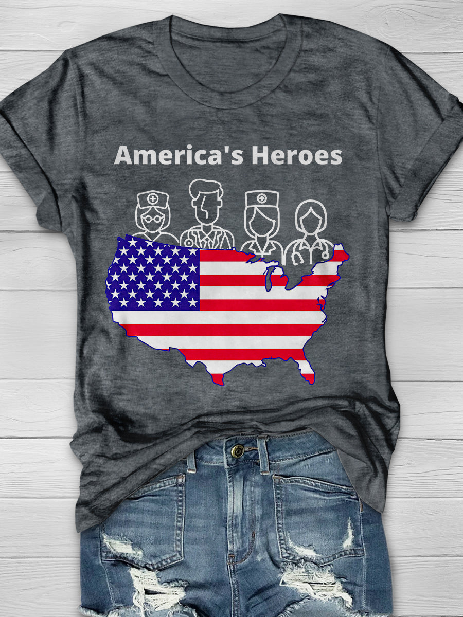 America's Heroes Print Short Sleeve T-shirt