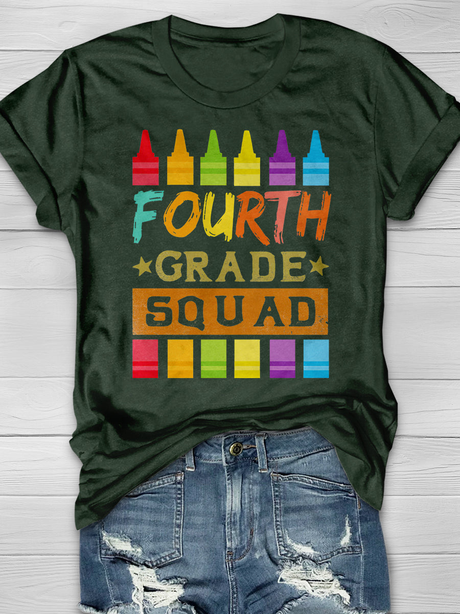 Fourth Grade Squad Print Graphic T-shirts