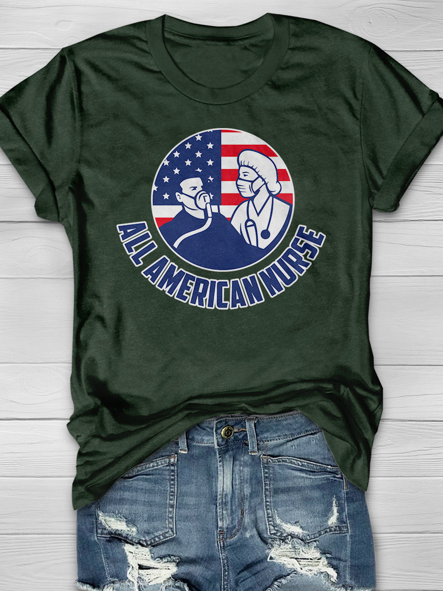All American Nurse Print Short Sleeve T-shirt