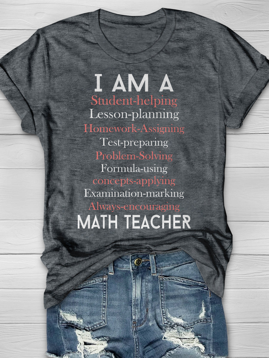 A Math Teacher's Purpose Print Graphic T-shirts