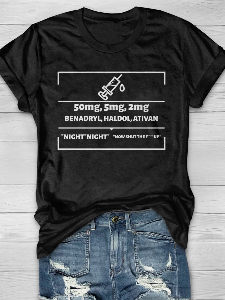 B-52 Funny Nurse Print Short Sleeve T-shirt