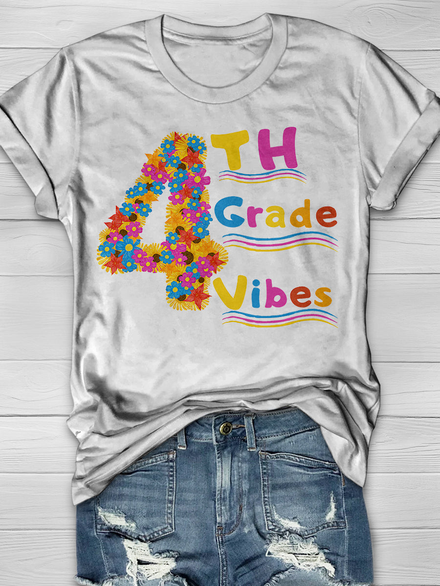 Fourth Grade Vibes Print Graphic T-shirts