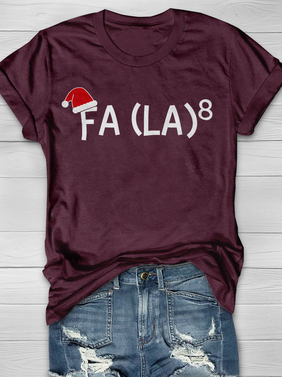Funny Fa La 8 Christmas Math Teacher  Print Graphic T-shirts