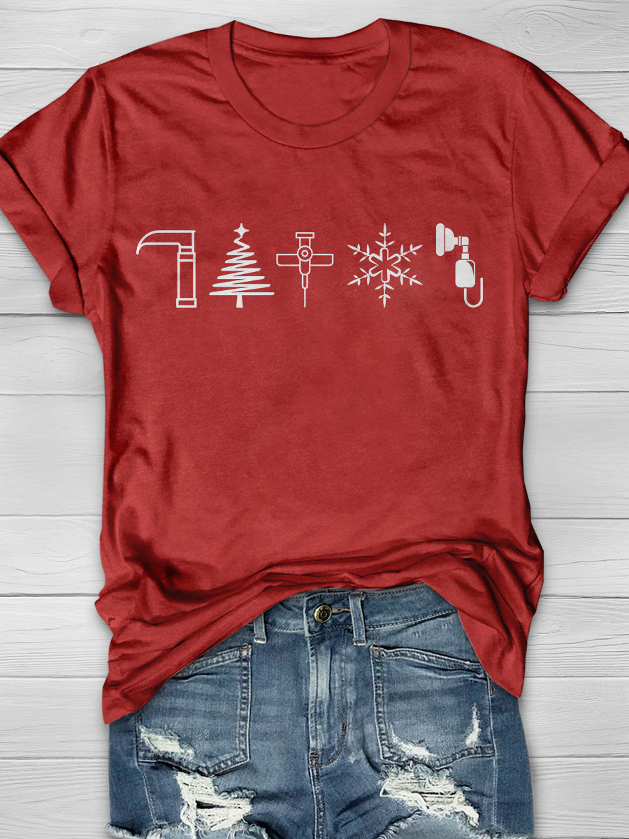 Christmas Print Short Sleeve T-shirt