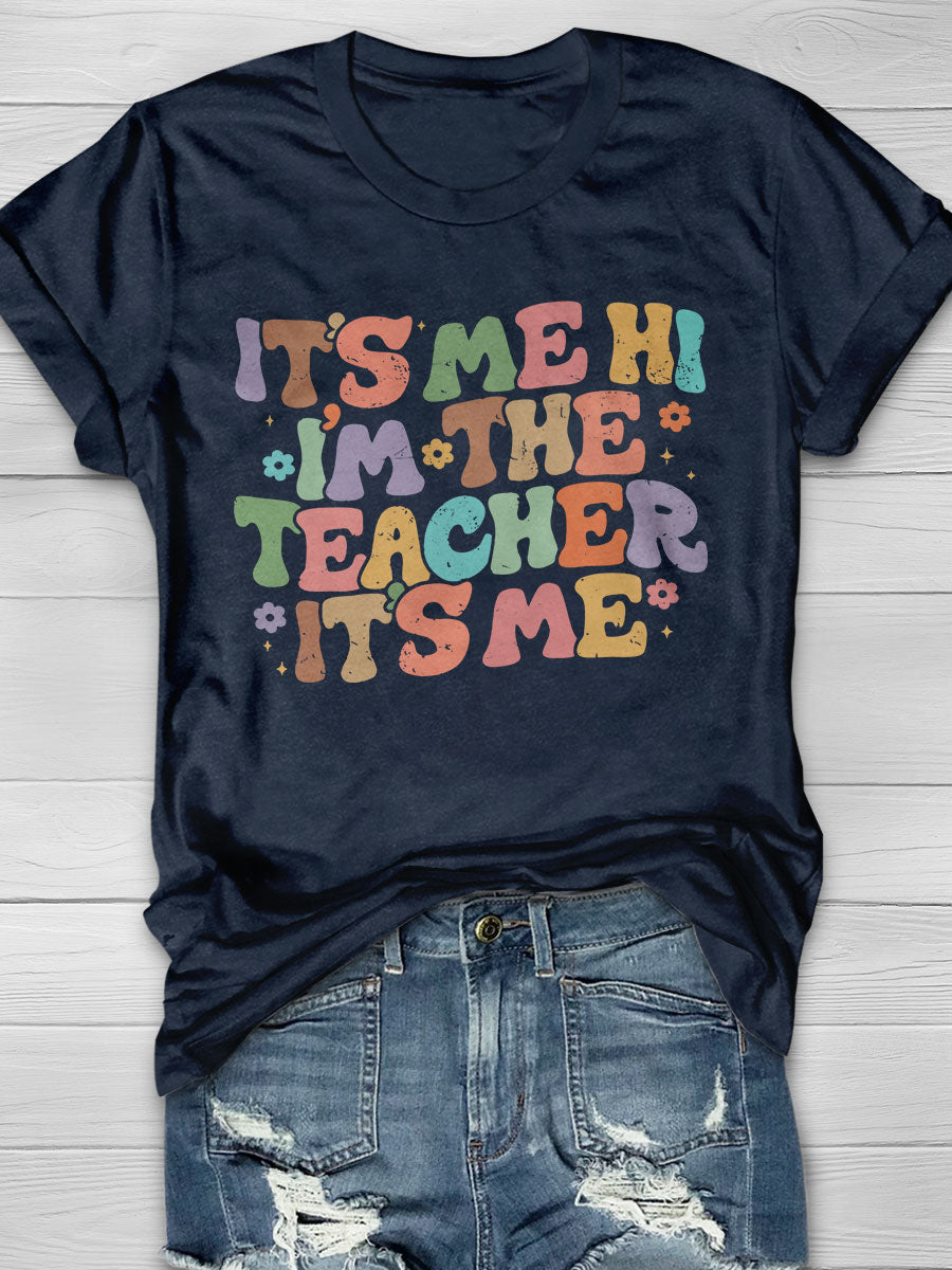 Happy Back To School Teacher Print Short Sleeve T-shirt