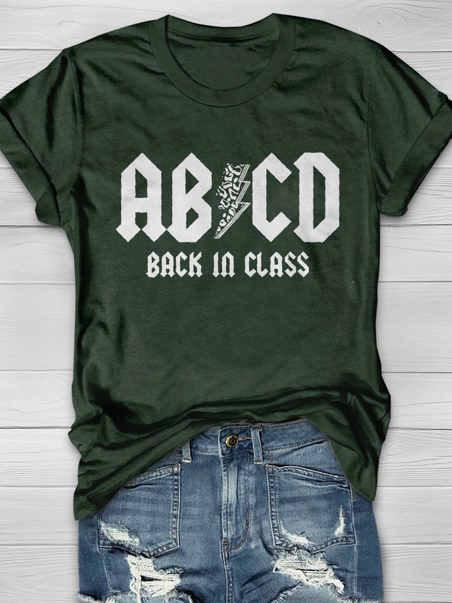 ABCD Back In Class Rock And Roll Music Teacher Print Graphic T-shirts
