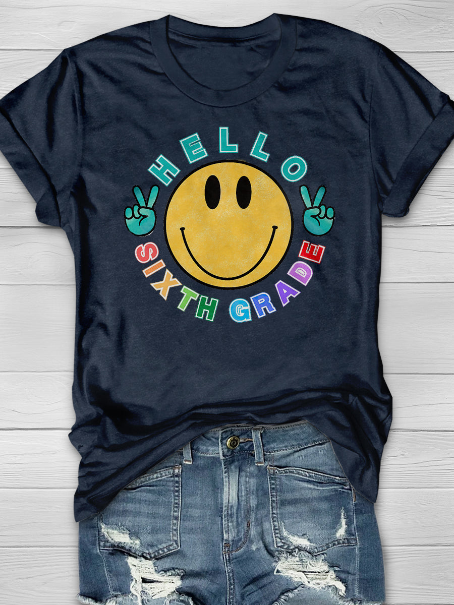 Hello Sixth Grade Print Graphic T-shirts