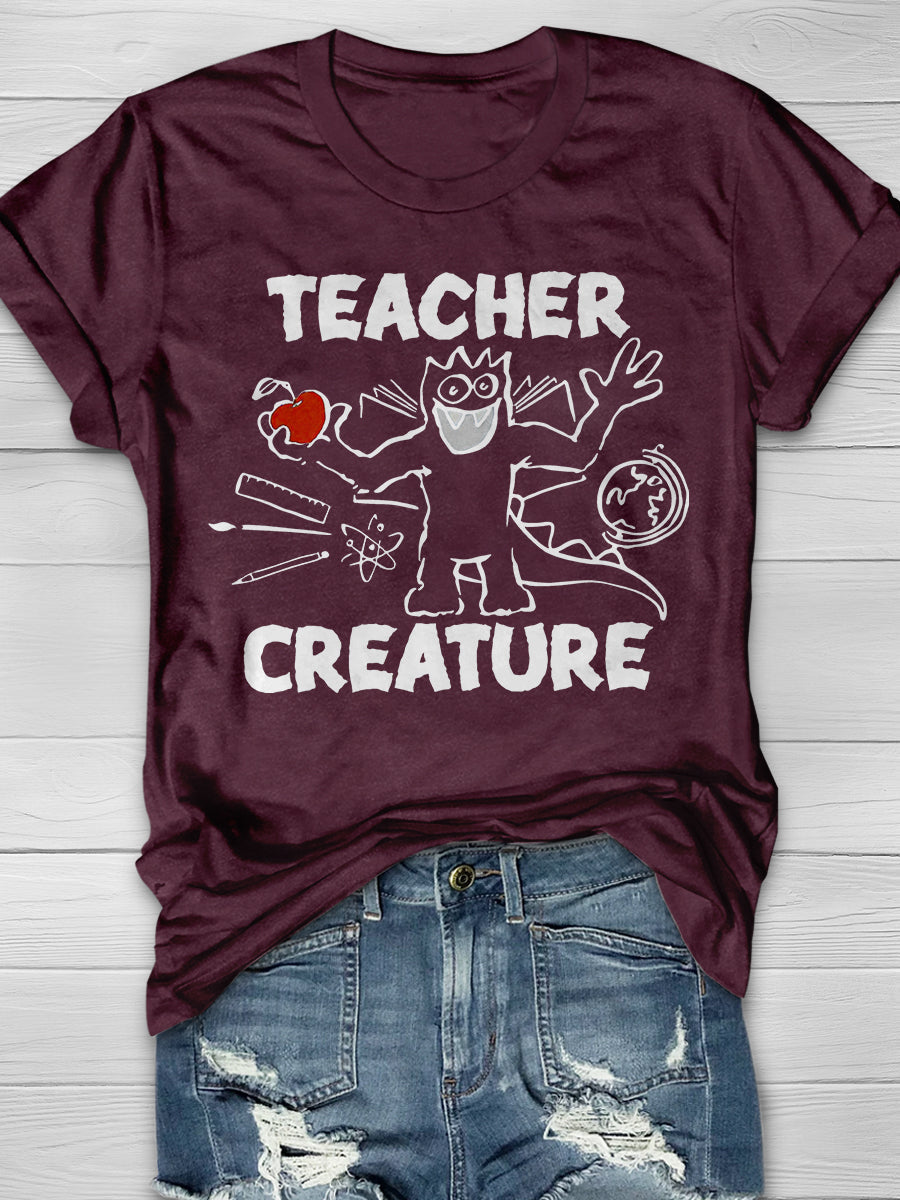 Teacher Creature Print Graphic T-shirts