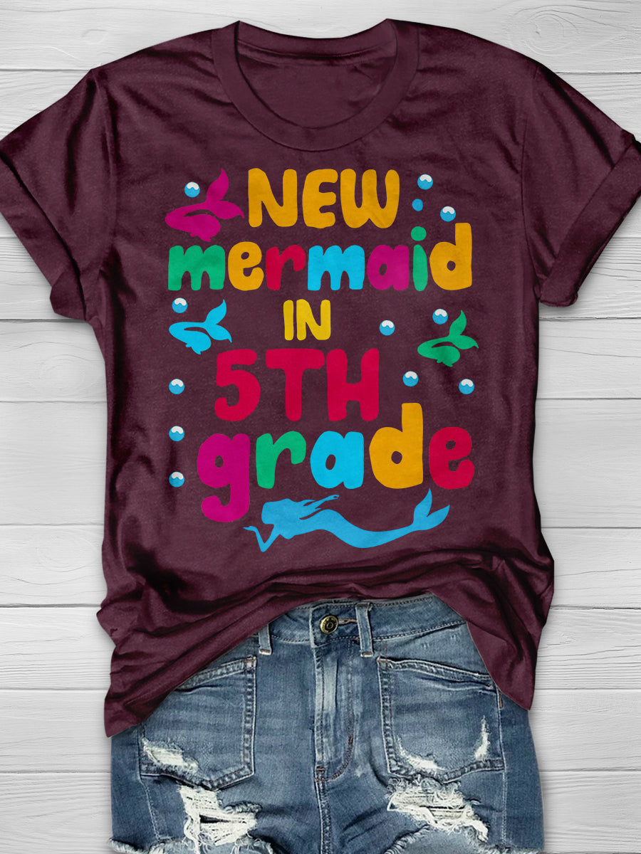 New Mermaid In 5th Grade Print Graphic T-shirts
