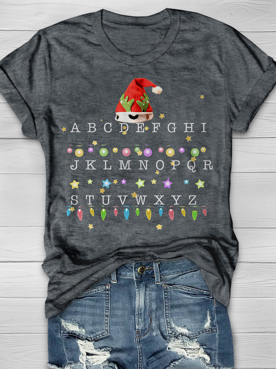 Christmas Alphabet Shirt For Teachers Print Graphic T-shirts