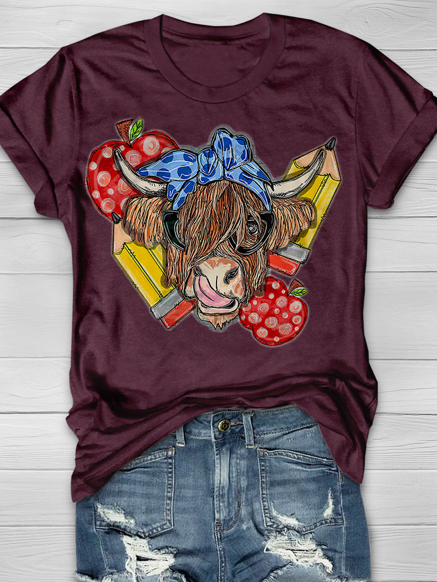 Back to school Cow Print Graphic T-shirts