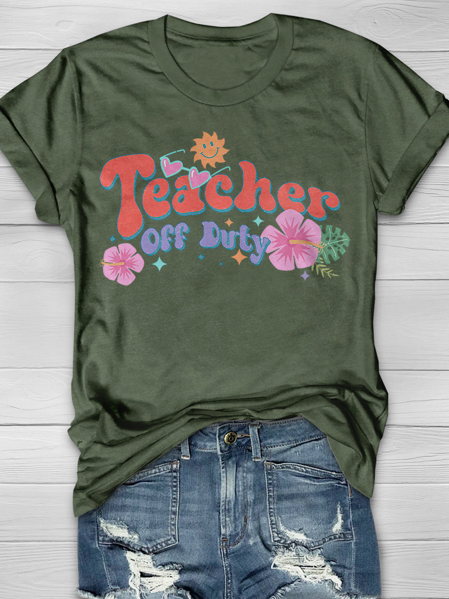 Retro Teacher Off Duty Print Graphic T-shirts