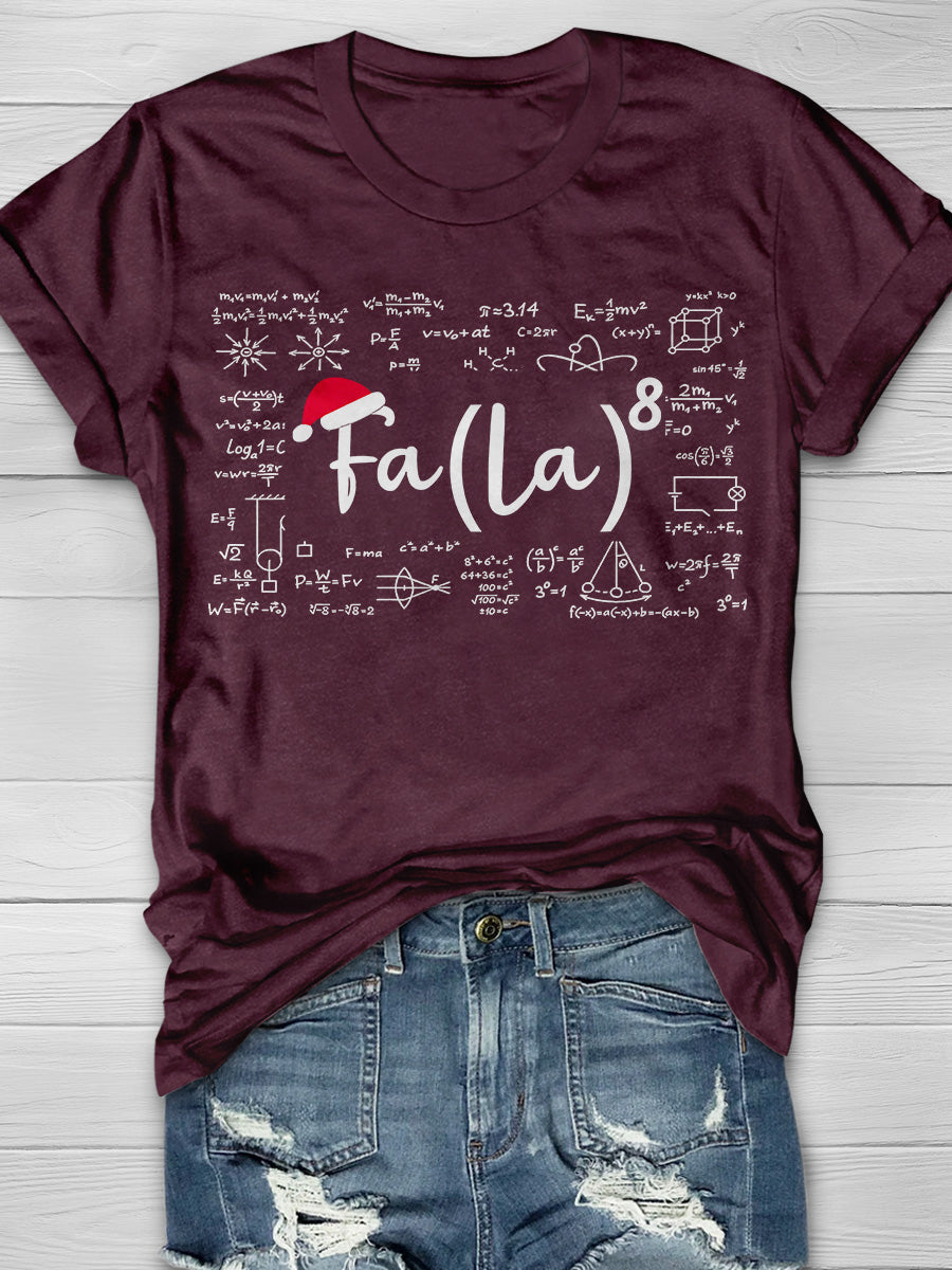 Fa La 8 Math Teacher Christmas Print Graphic T-shirts
