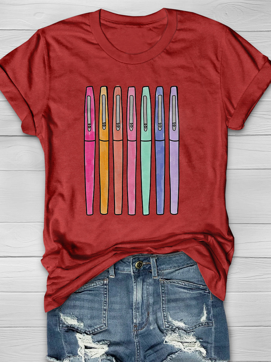 Pens Print Graphic T-shirts