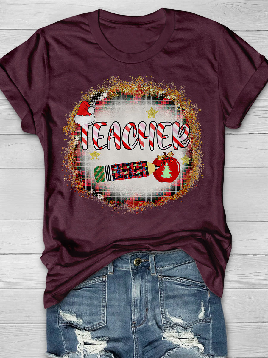 Teacher Christmas Print Graphic T-shirts