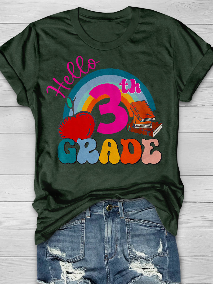 Hello 3rd Grade Print Graphic T-shirts