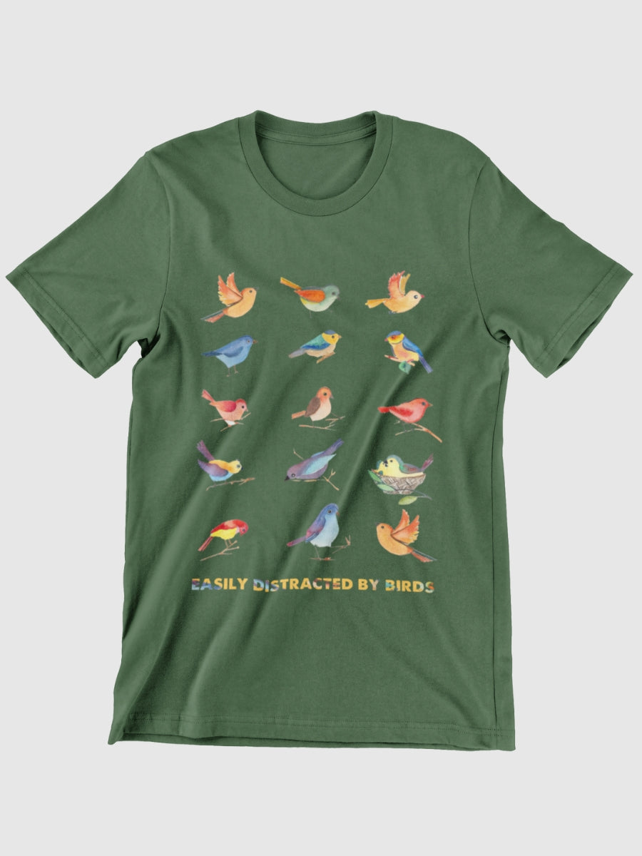 Bird Lover Easily Distracted By Birds Graphic T-shirt