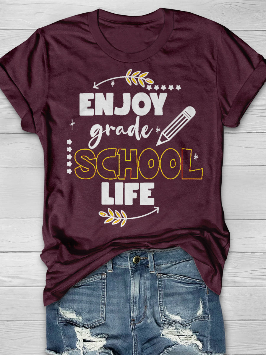 Enjoy Grade School Life Print Graphic T-shirts