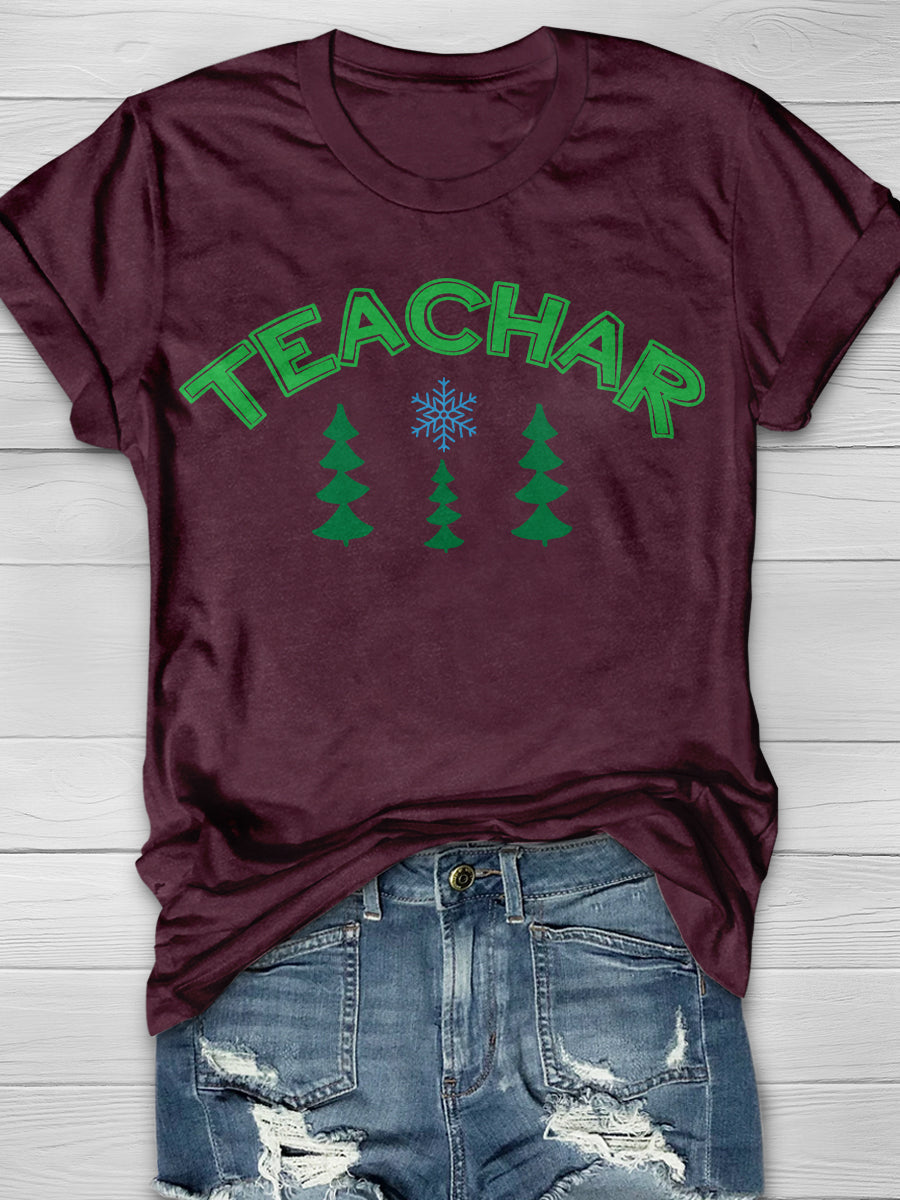 Teacher Christmas Print Graphic T-shirts