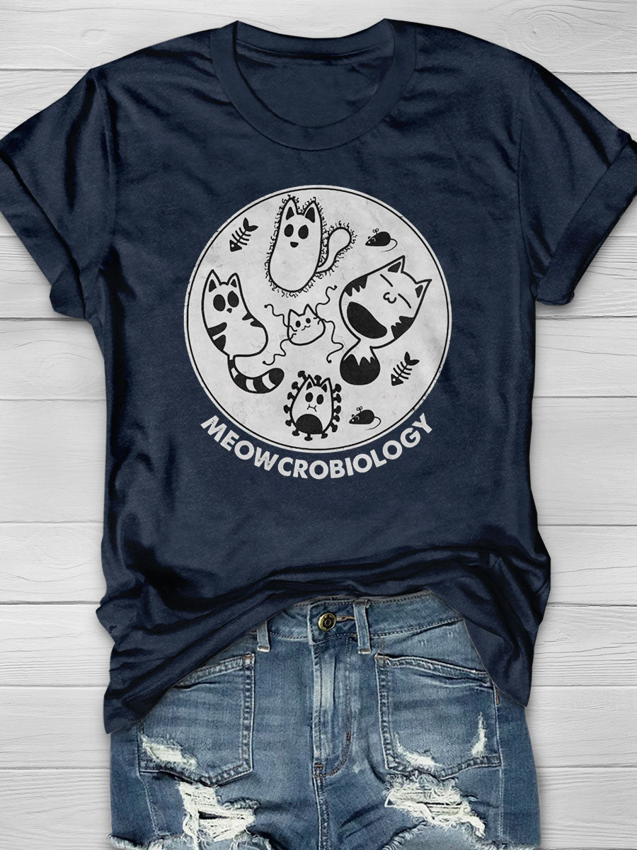 Cats love Microbiology Distressed Print T-shirt