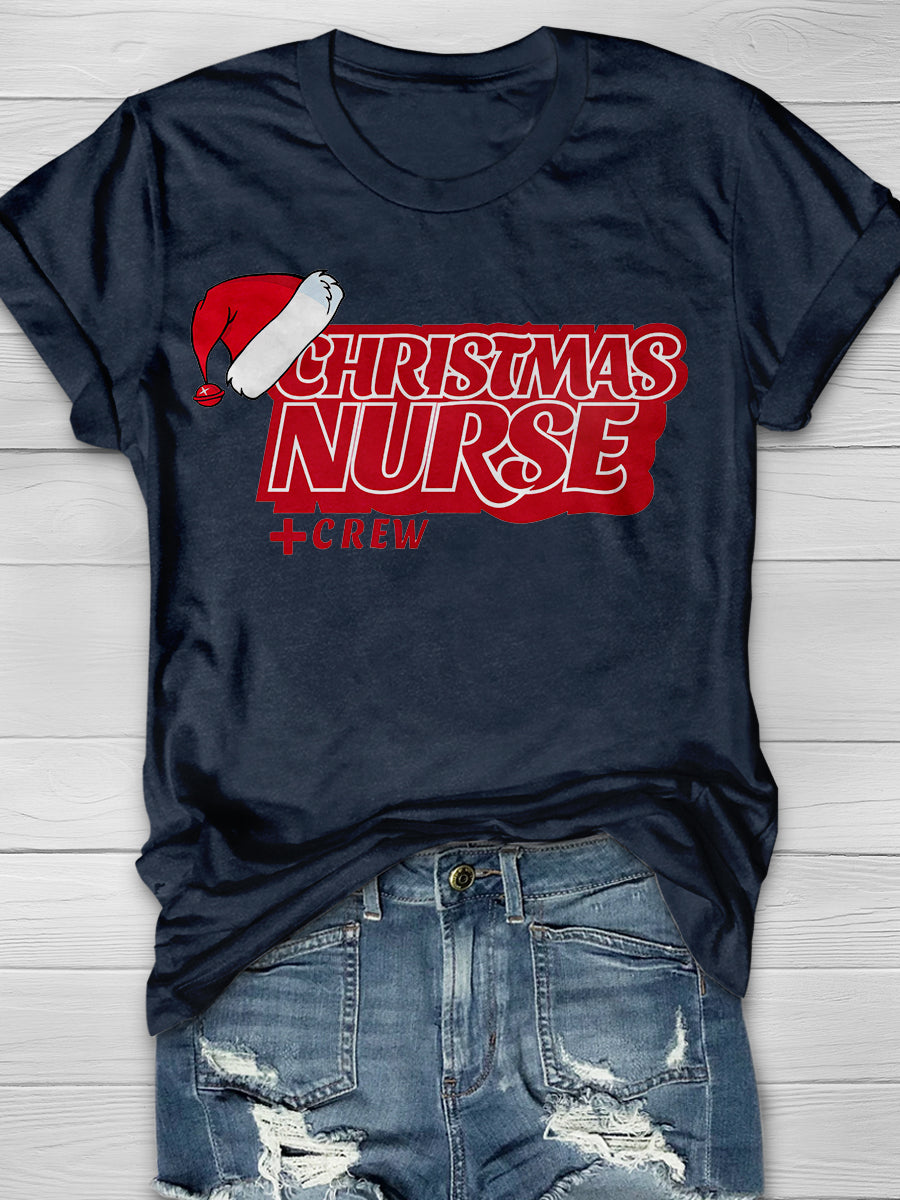 Christmas Nurse Print Short Sleeve T-shirt