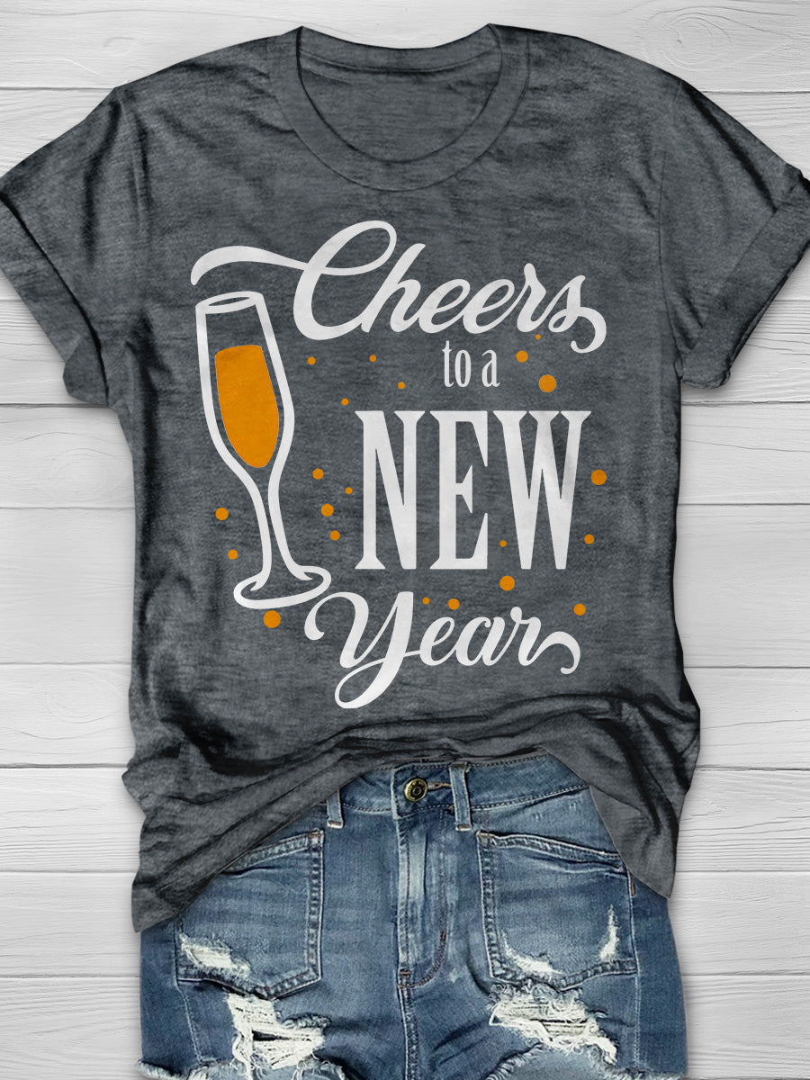 Cheers New Year For Nurse Print Short Sleeve T-shirt