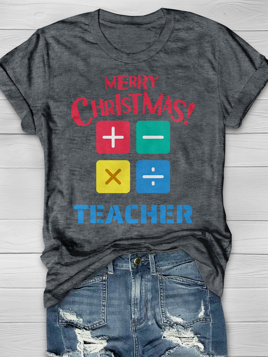 Math Teacher Christmas Print Graphic T-shirts